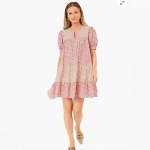 Tuckernuck Hyacinth House Hana Floral Mini Dress Pink Patchwork NWOT Sm babydoll